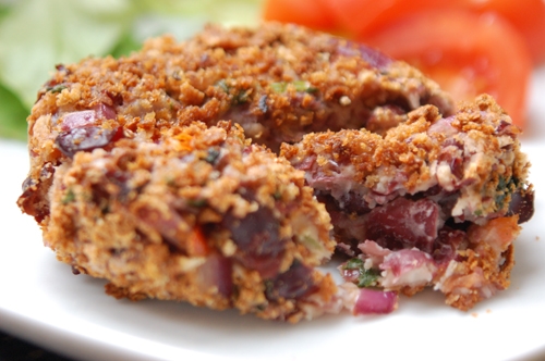 Kid-friendly Spicy Bean Burger with Crispy Breadcrumbs