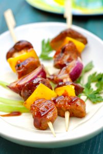 Mock Duck Seitan and Shiitake Skewers