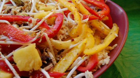 Tropical Rice Salad with Sesame Orange Dressing