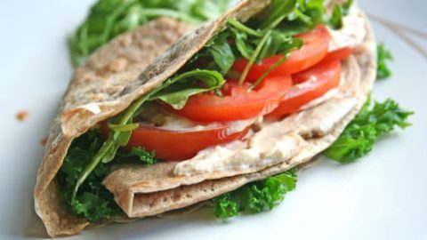 Buckwheat Pancakes with Spinach and Vegan Cream Cheese