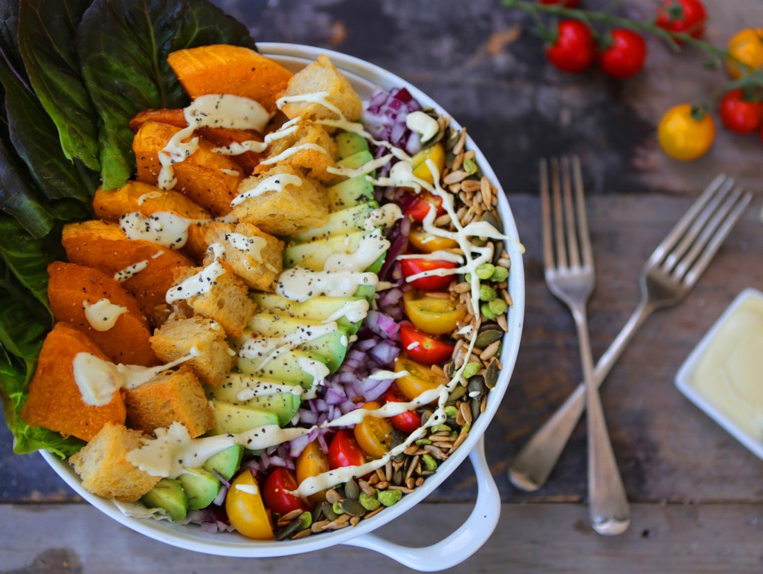 Rainbow Caesar Salad - Vegan Recipe Club