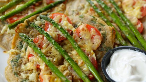 Savoury Pancake with Spinach Batter & Tomatoes