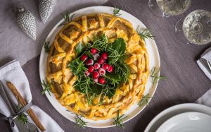 Vegan Christmas Tofu Wreath with Brandied Mushroom Chestnut Filling