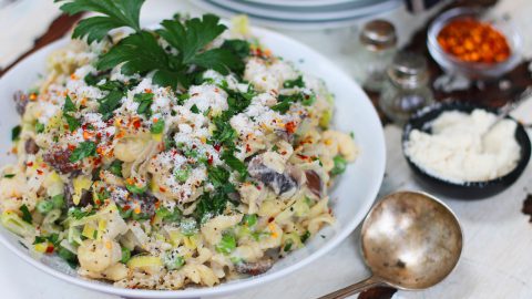 Creamy Leek & Mushroom Pasta with Peas