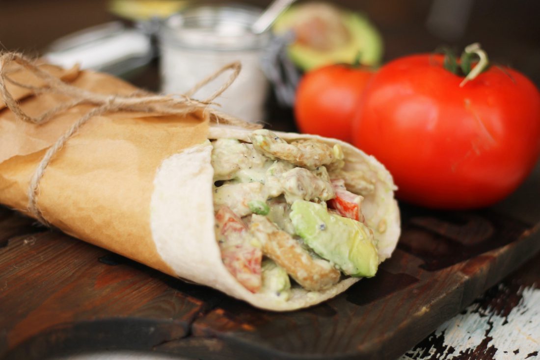 Creamy Mock Chicken, Avocado &amp; Tomato Wraps - Vegan Recipe Club