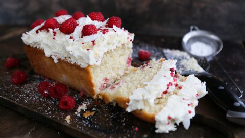 Coconut & Raspberry Cake with White Chocolate Icing