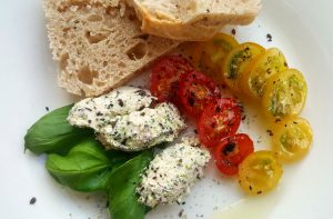 Cashew Cheese Wrapped in Seaweed Flakes