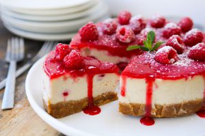 Vegan White Chocolate & Raspberry Baked Cheesecake