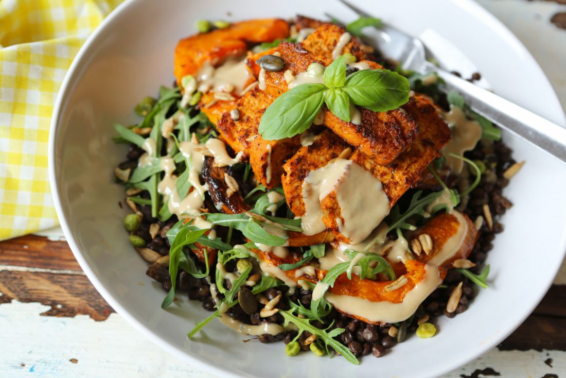 Butternut Squash & Lentil Warm Salad (supermarket style) - Vegan Recipe Club