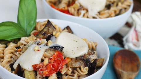 Pasta with Aubergine & Artichokes