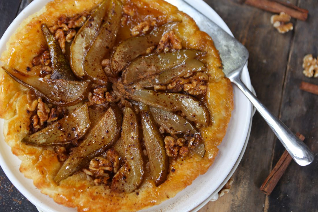 Simple Pear & Walnut Tarte Tatin - Vegan Recipe Club