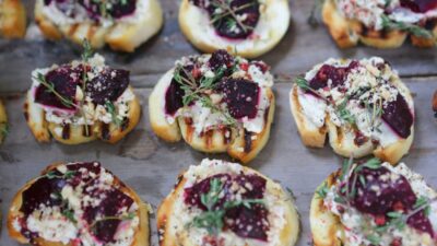 Cashew Cream & Beetroot Crostini