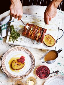 Stuffed "No Turkey" Wrapped in Gaz's Streaky Bacon