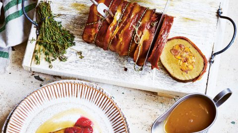 Stuffed "No Turkey" Wrapped in Gaz's Streaky Bacon