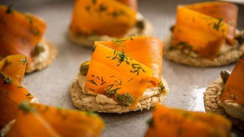 Vegan Gravlax with Smokey Carrots and Almond Cream Oatcakes
