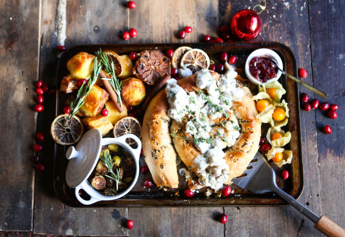 Leek & Chestnut Filo Swirl With Creamy Mushroom Sauce - Vegan Recipe Club