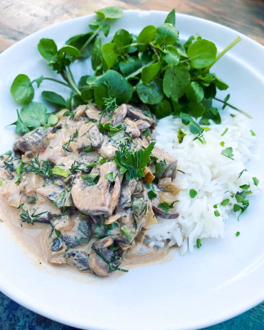 vegan mushroom stroganoff