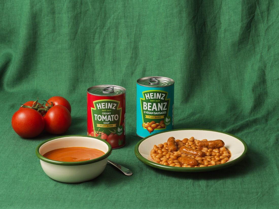 Heinz Vegan Cream Tomato Soup and Beanz with Vegan Sausages